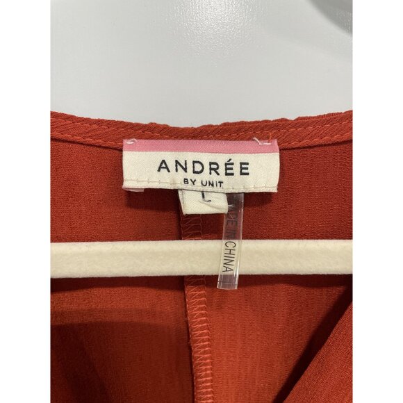 Andrée By Unit Wrap Me Up Long Sleeve Top Womens Large Rust Feminine Office NEW - Picture 3 of 8